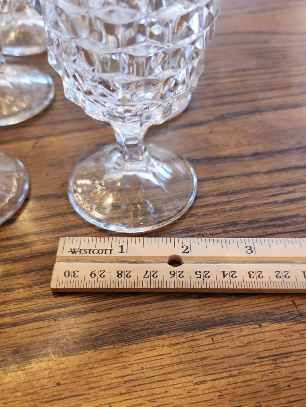 Fostoria American Clear Footed Juice Glasses Set Of 8 Retro Cubist style